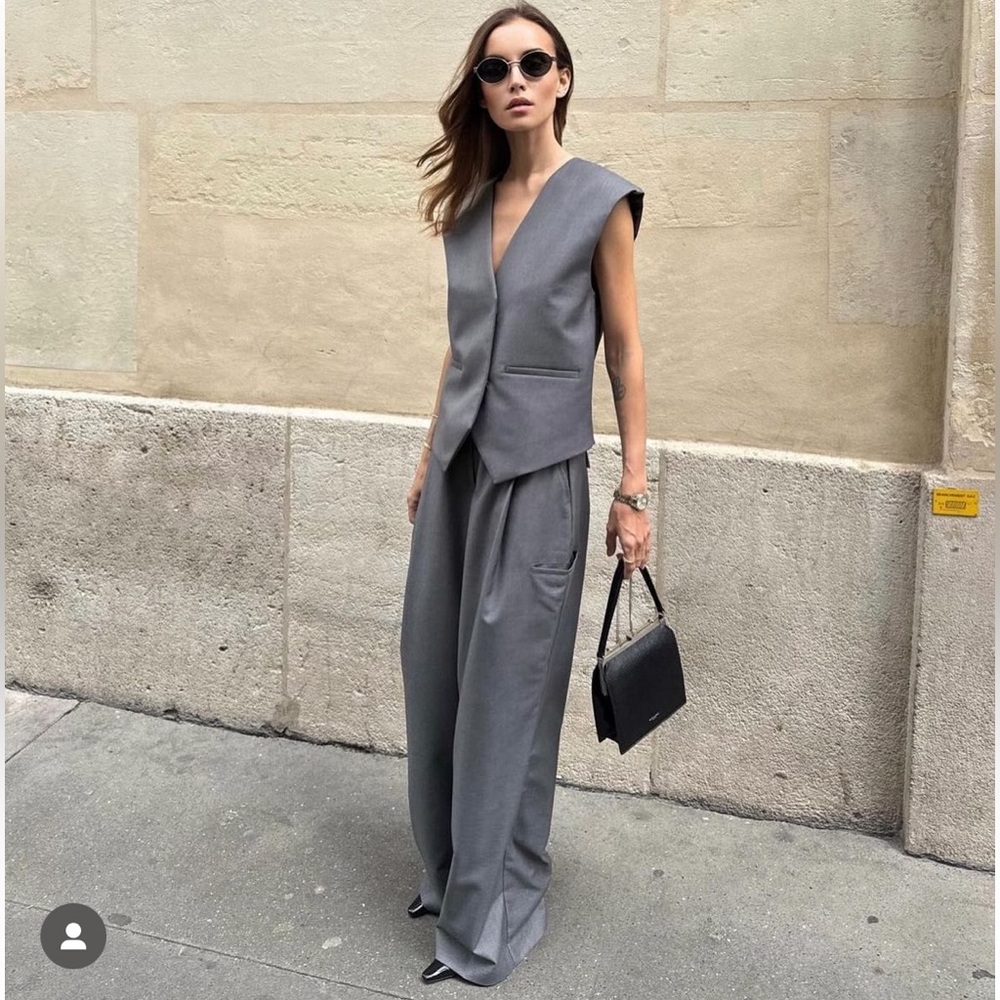 MARCELA LONDON Wide Leg Tencel Wool Pintuck Trousers  Frankie Shop MaxMara